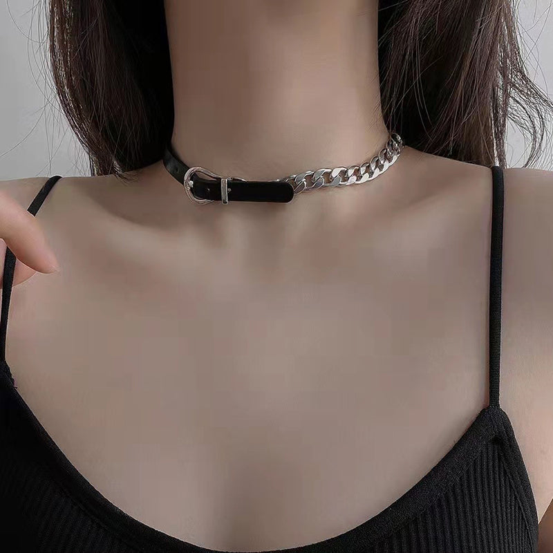 Necklaces Choker Steel Cuban leather Chain
