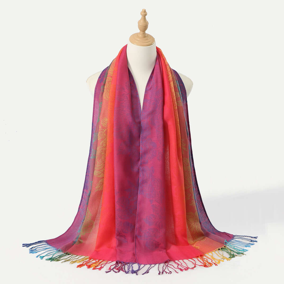 Women's Embroidered Colorful Tassel Shawl