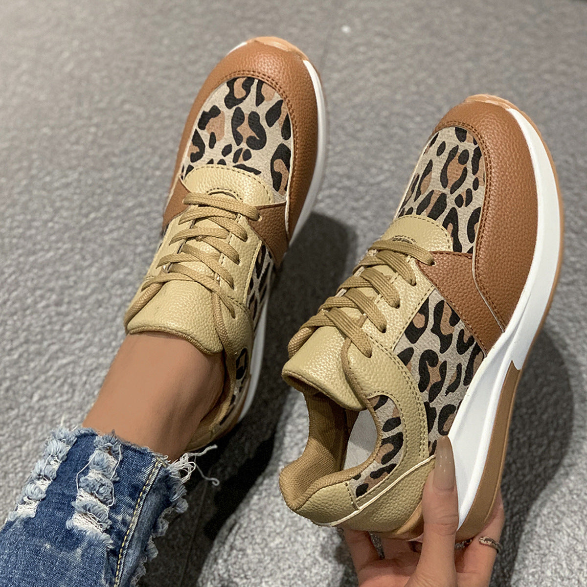 Women's Leopard print wedge sneaker