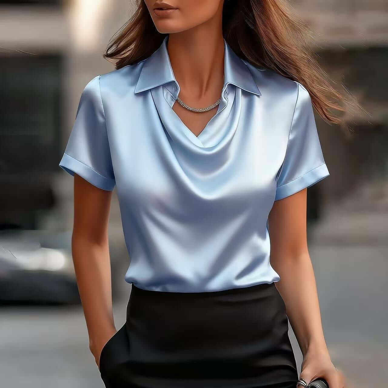 Fashionable Solid-Color Short-Sleeve Shirt