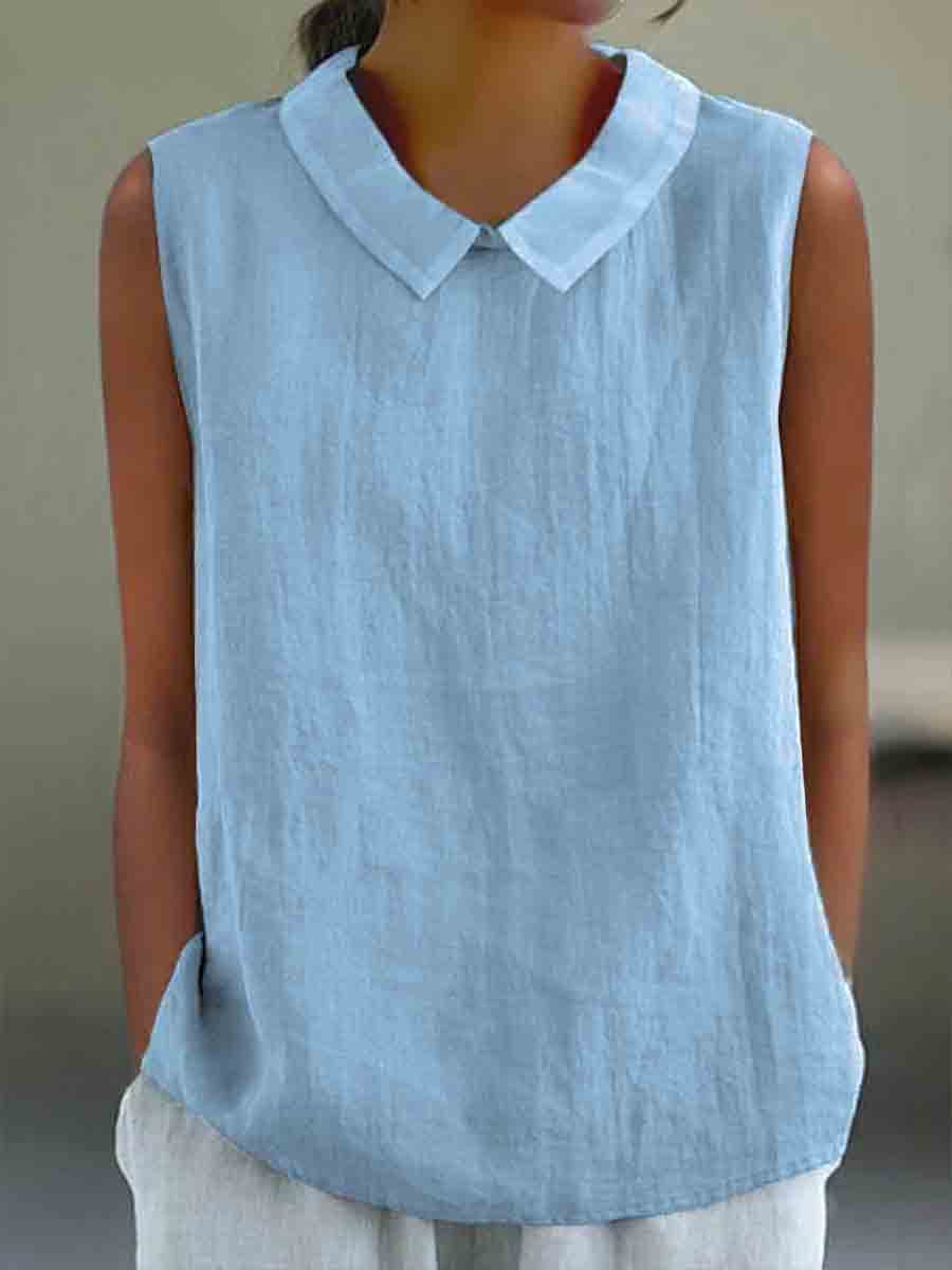 Women's Artistic Sleeveless Loose-fitting Top with Collar