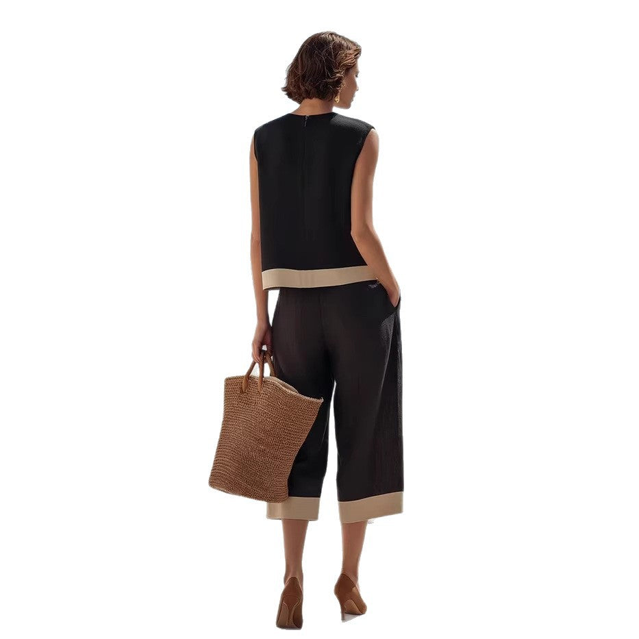 Ladies Casual Cotton-Linen Blend Set