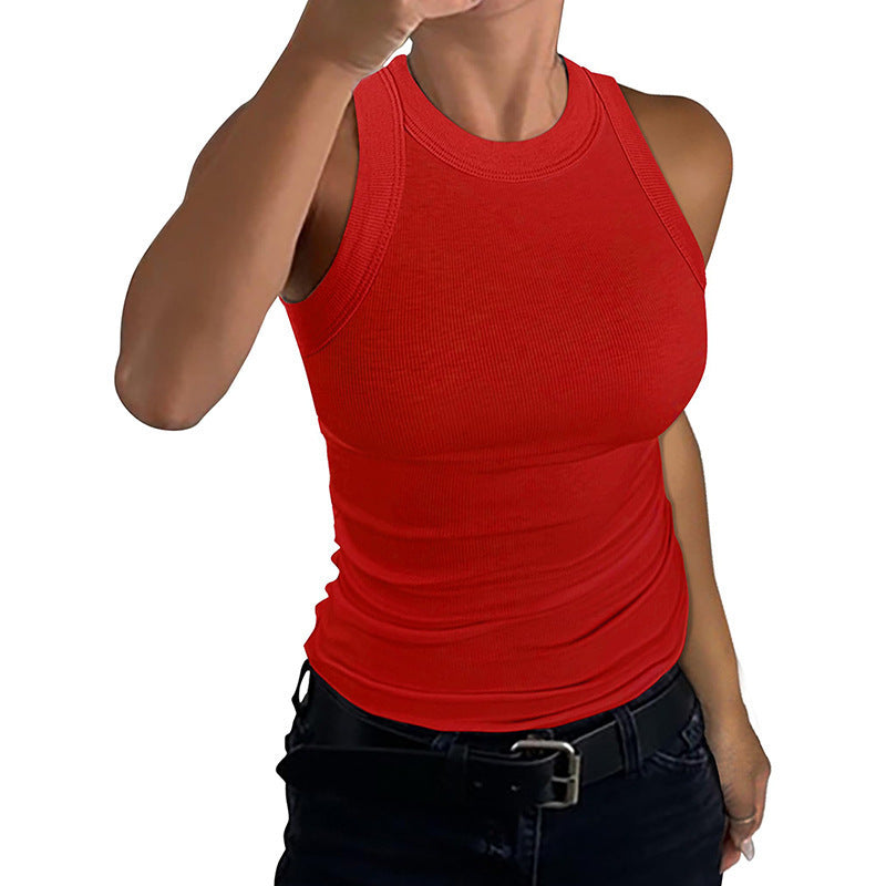 Ladies Sleeveless Ribbed Tank Tops