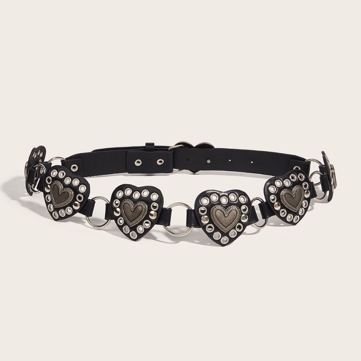 Street-style Hollowed-out Circular Leather Belt