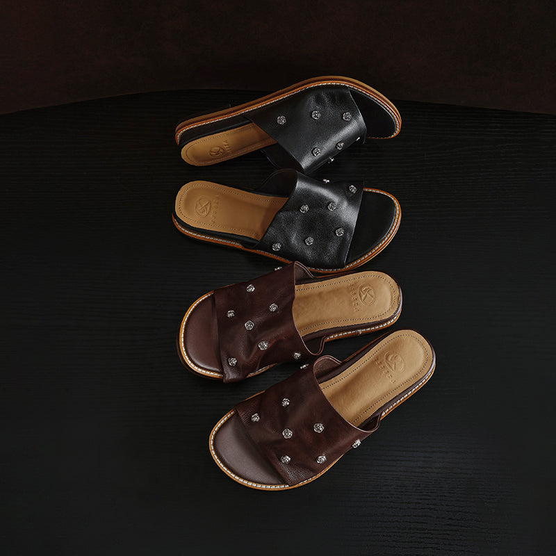 Ladies Studded slide sandals