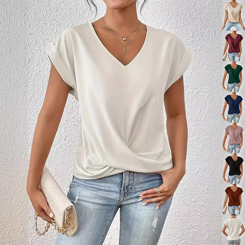 Women's T-shirt Summer Casual Irregular Knot Top