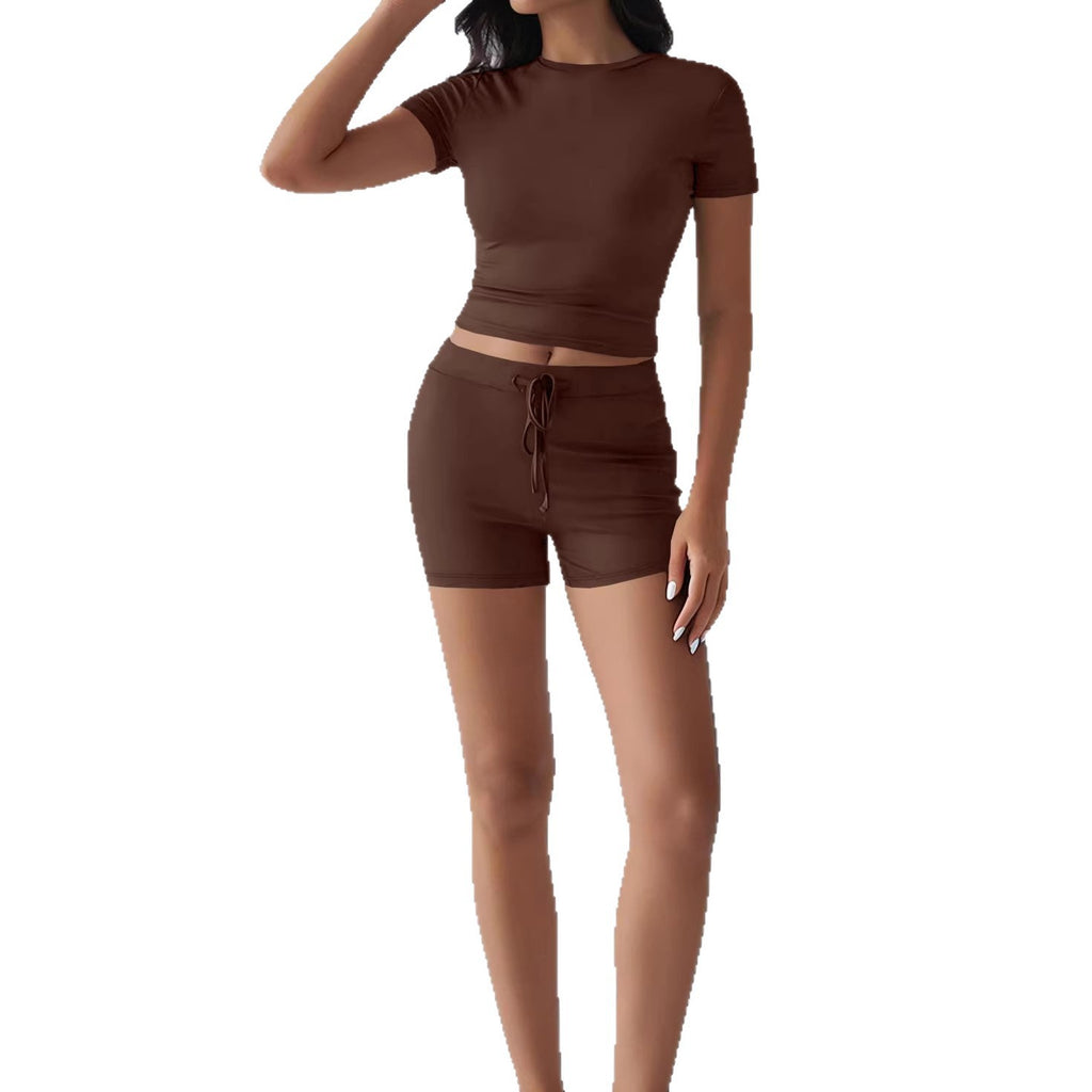 Ladies Shorts Drawstring Casual Sports Yoga Set