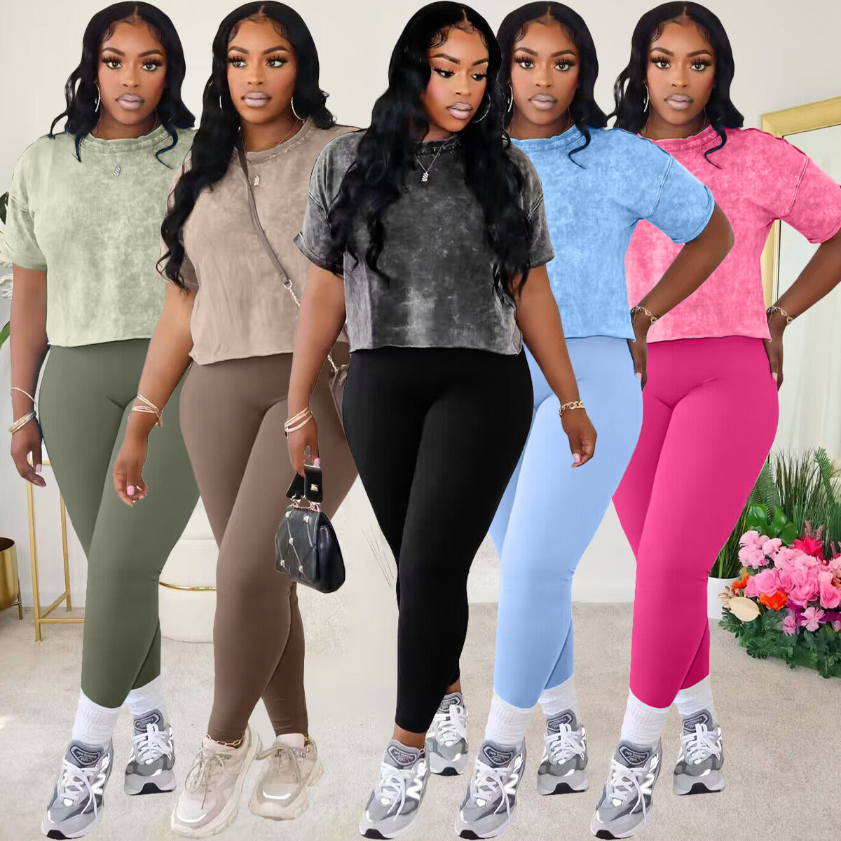 Women's Printed Casual Sports Two-Piece Set