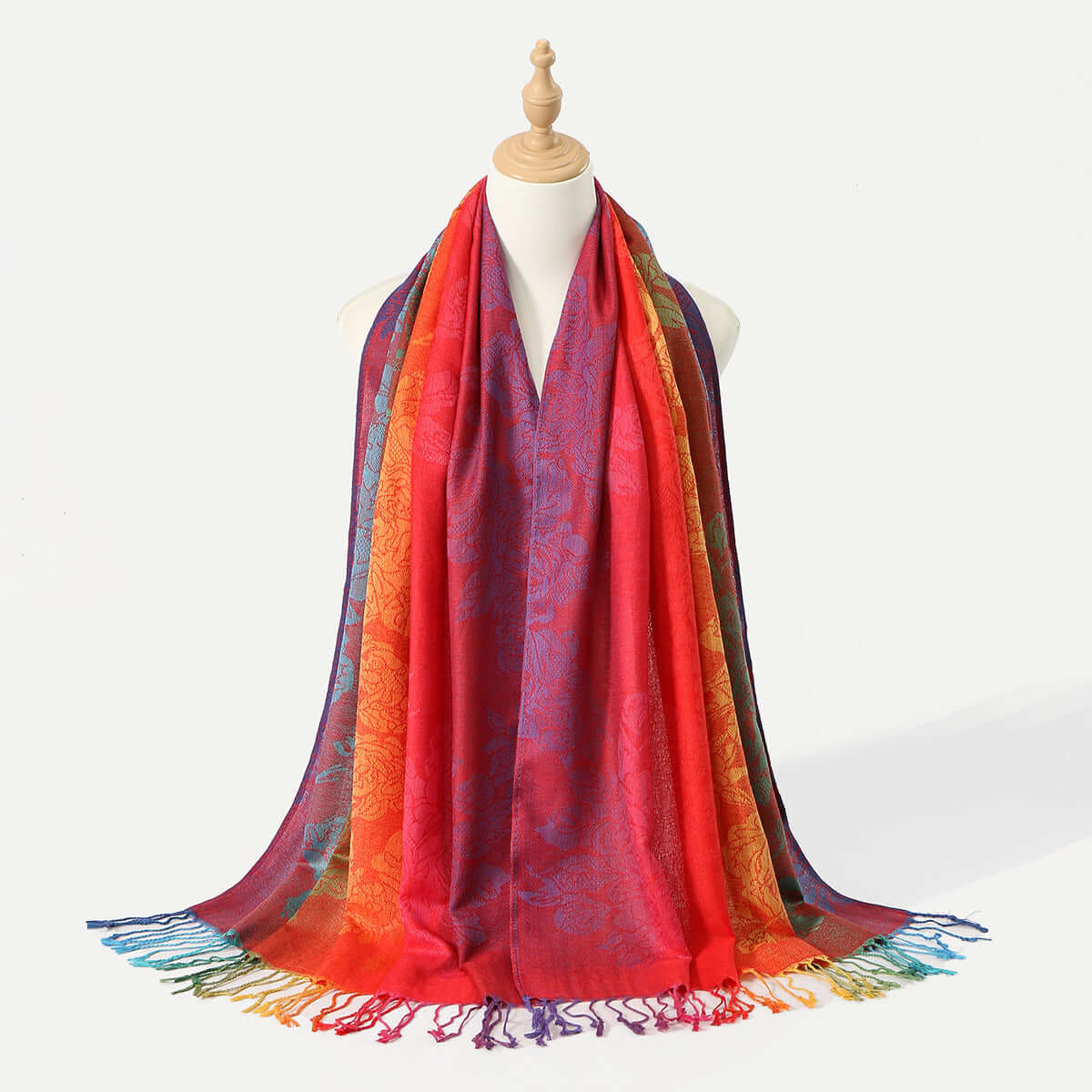 Women's Embroidered Colorful Tassel Shawl