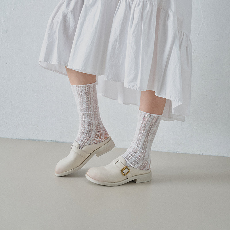 Ladies Block heel backless shoes
