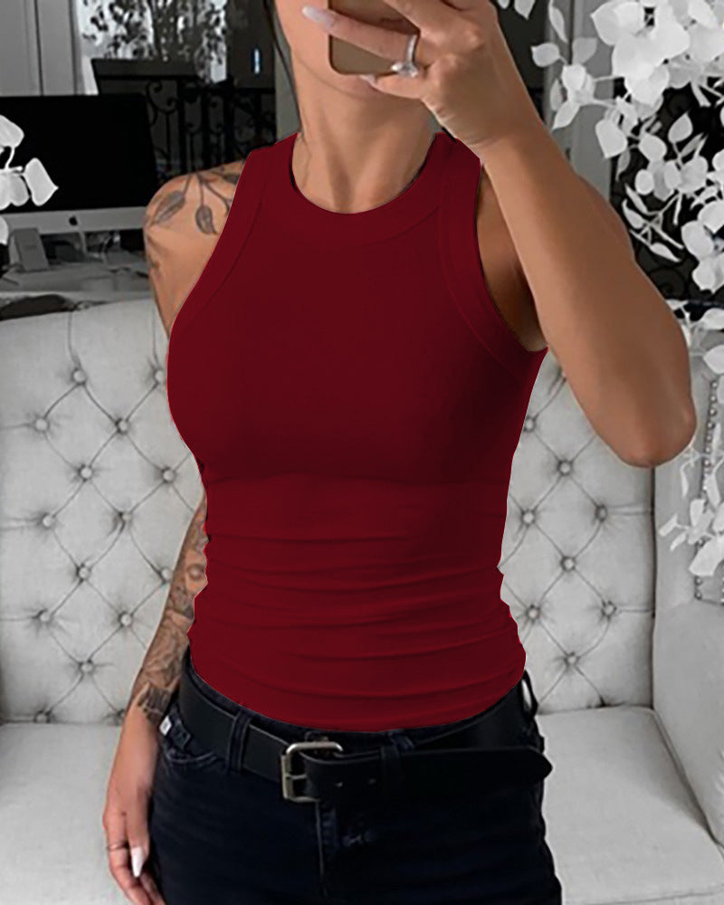 Ladies Sleeveless Ribbed Tank Tops