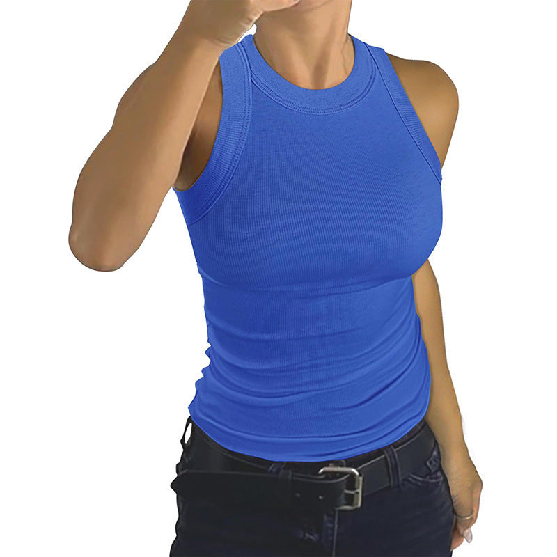 Ladies Sleeveless Ribbed Tank Tops