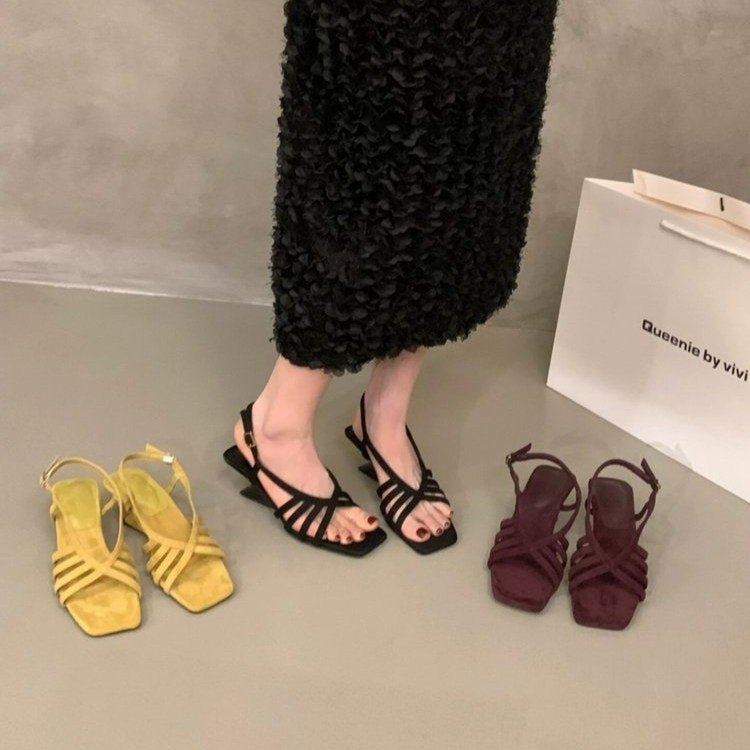 Women's Suede open toe sandals