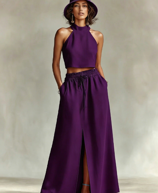 Women's-Two-piece Set Sleeveless Top Long Skirt