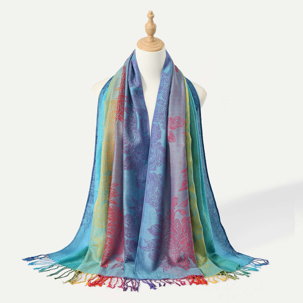 Women's Embroidered Colorful Tassel Shawl