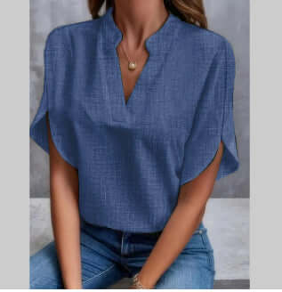 Summer V-neck Short-sleeved Chiffon Shirt