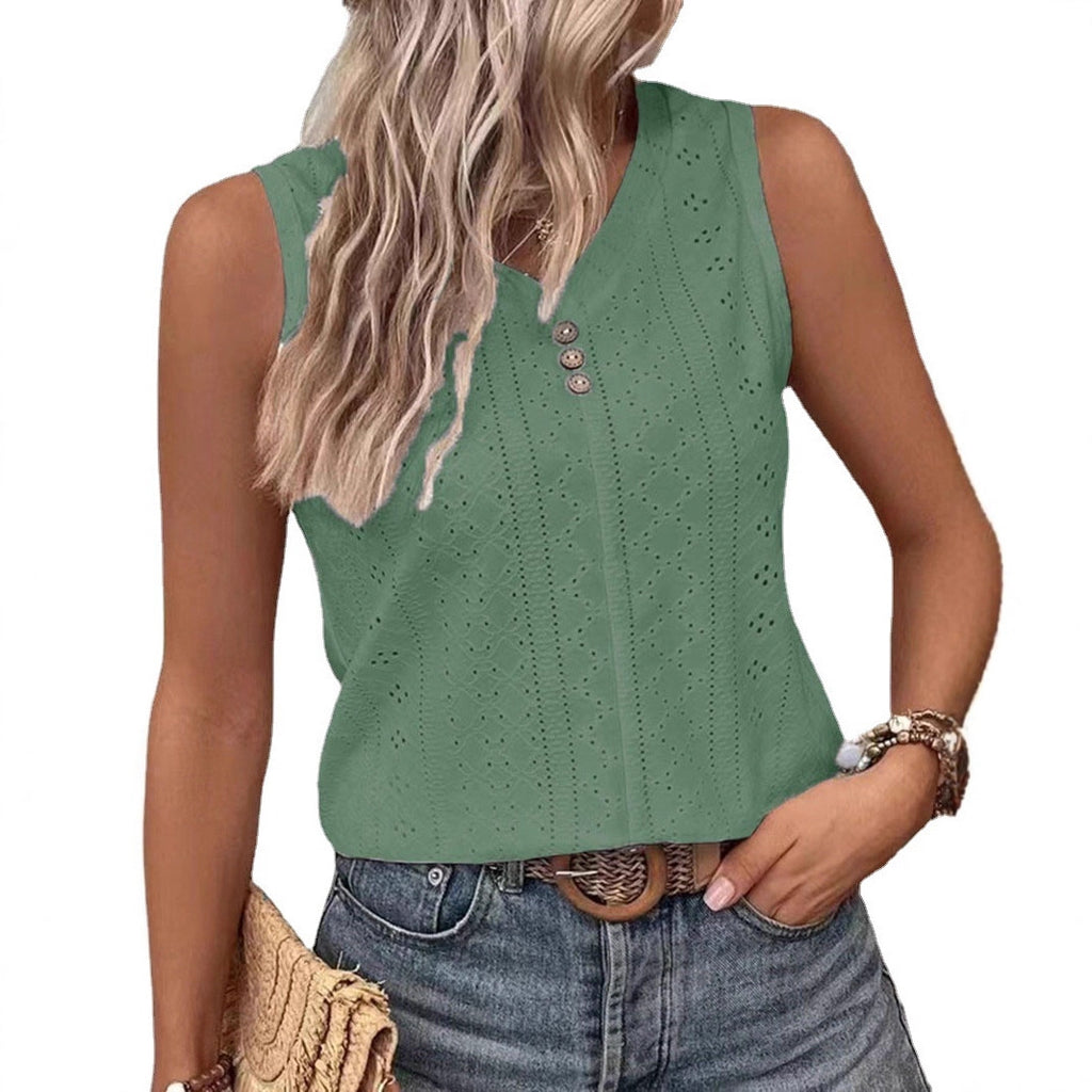 Woimen's Button-back Tank Top T-shirt
