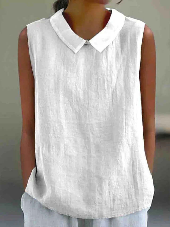 Women's Artistic Sleeveless Loose-fitting Top with Collar