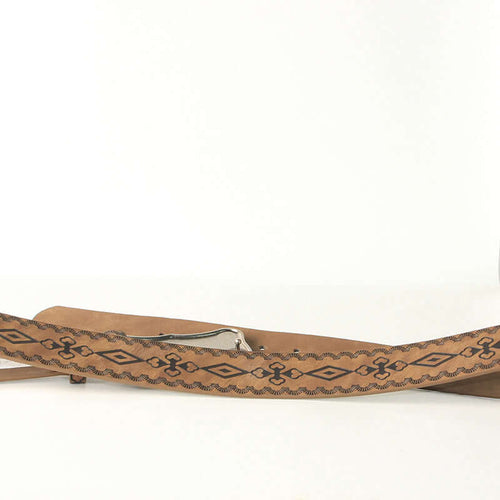Embossed Antique Silver And Blue Turquoise Alloy Buckle Belt
