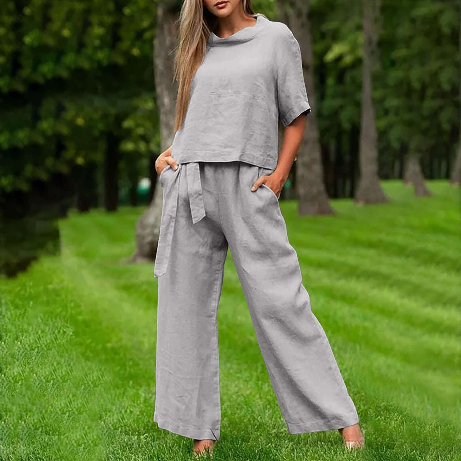 Women's Trendy Round- Neck Two-piece Set