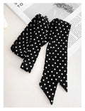 Women's Black and White Polka-Dot Silk Scarf