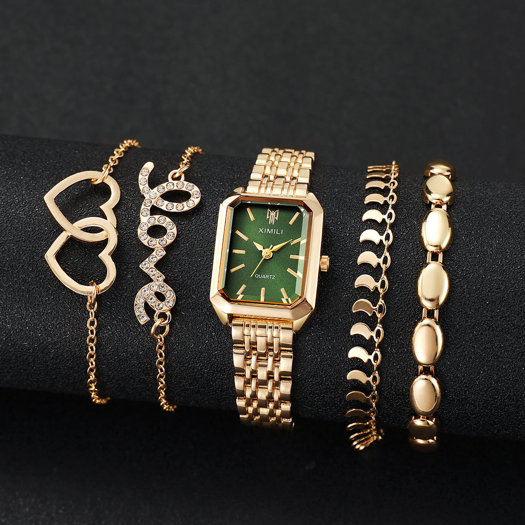 Sleek, Versatile Square Watch Heart-shaped Bracelet