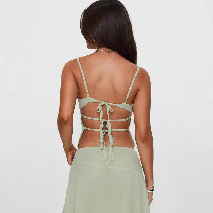 Womens 3D Embroidered Short Camisole Top