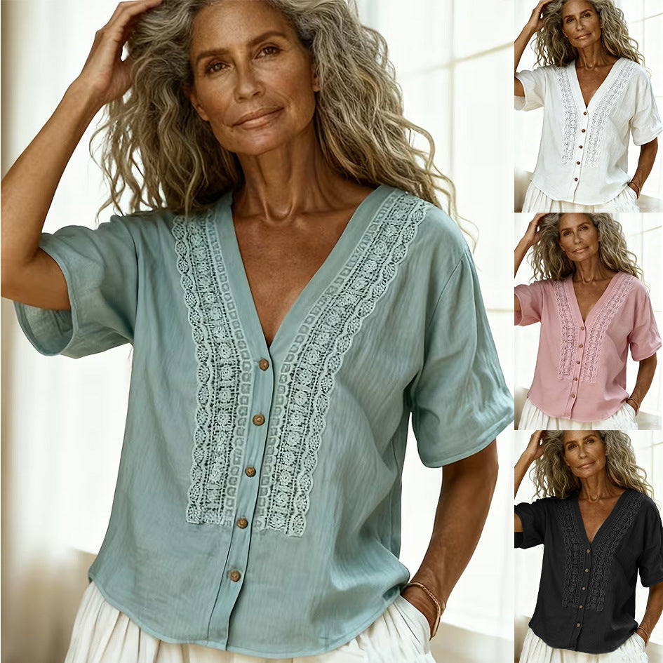 Women's Embroidered Button-up Top