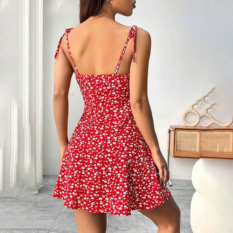 Ladies Summer Floral Print Dress Casual Clothing
