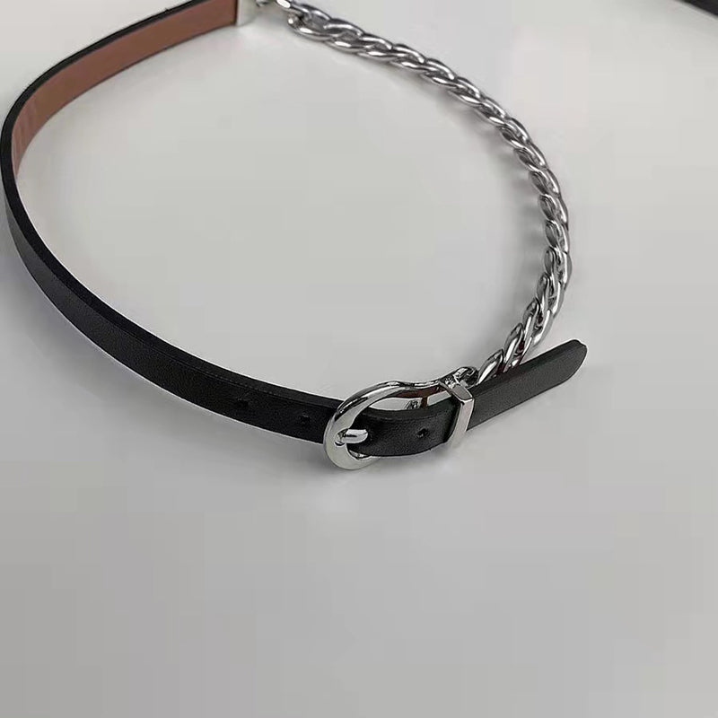 Necklaces Choker Steel Cuban leather Chain