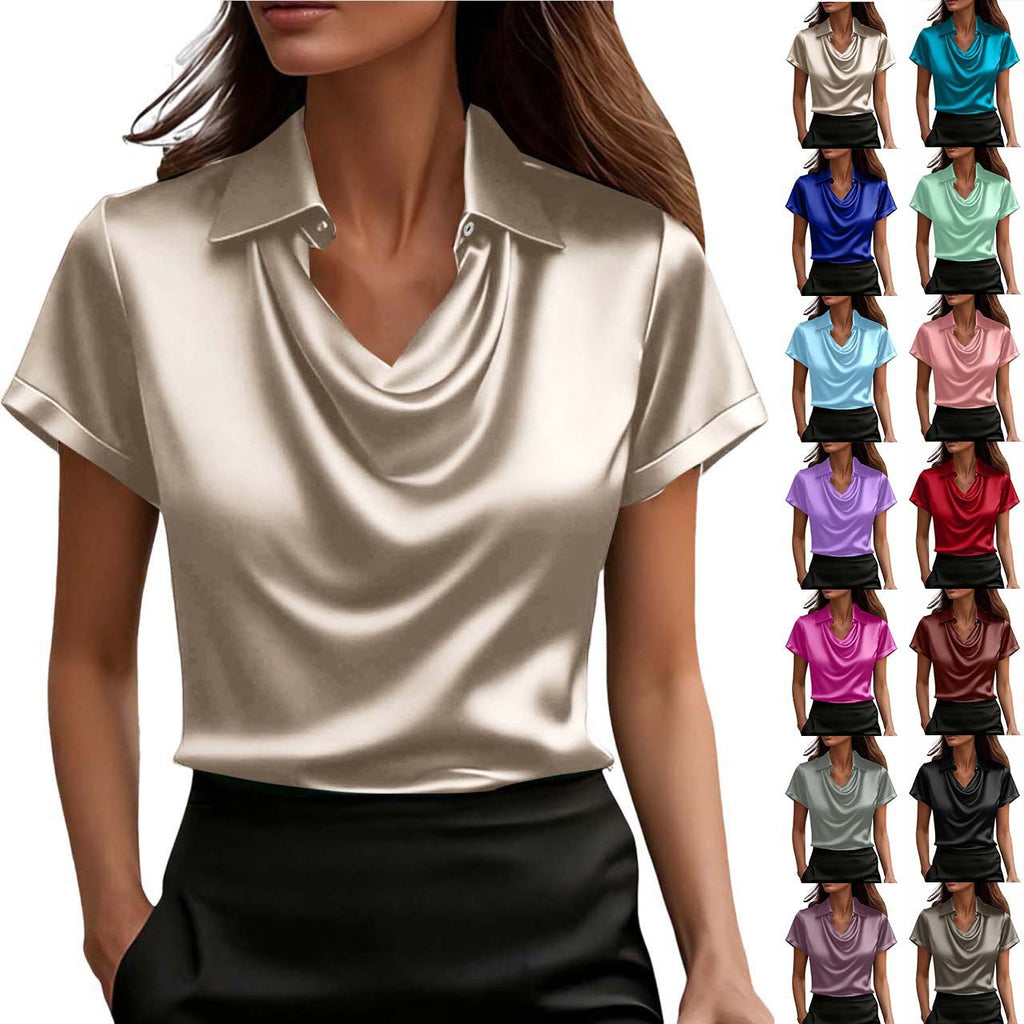 Fashionable Solid-Color Short-Sleeve Shirt