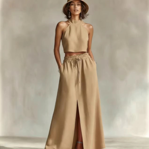 Women's-Two-piece Set Sleeveless Top Long Skirt