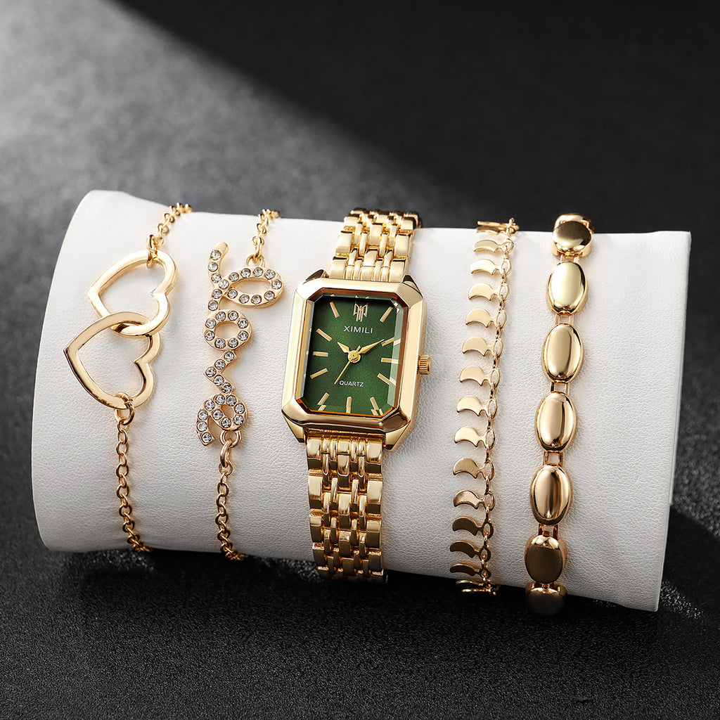 Sleek, Versatile Square Watch Heart-shaped Bracelet