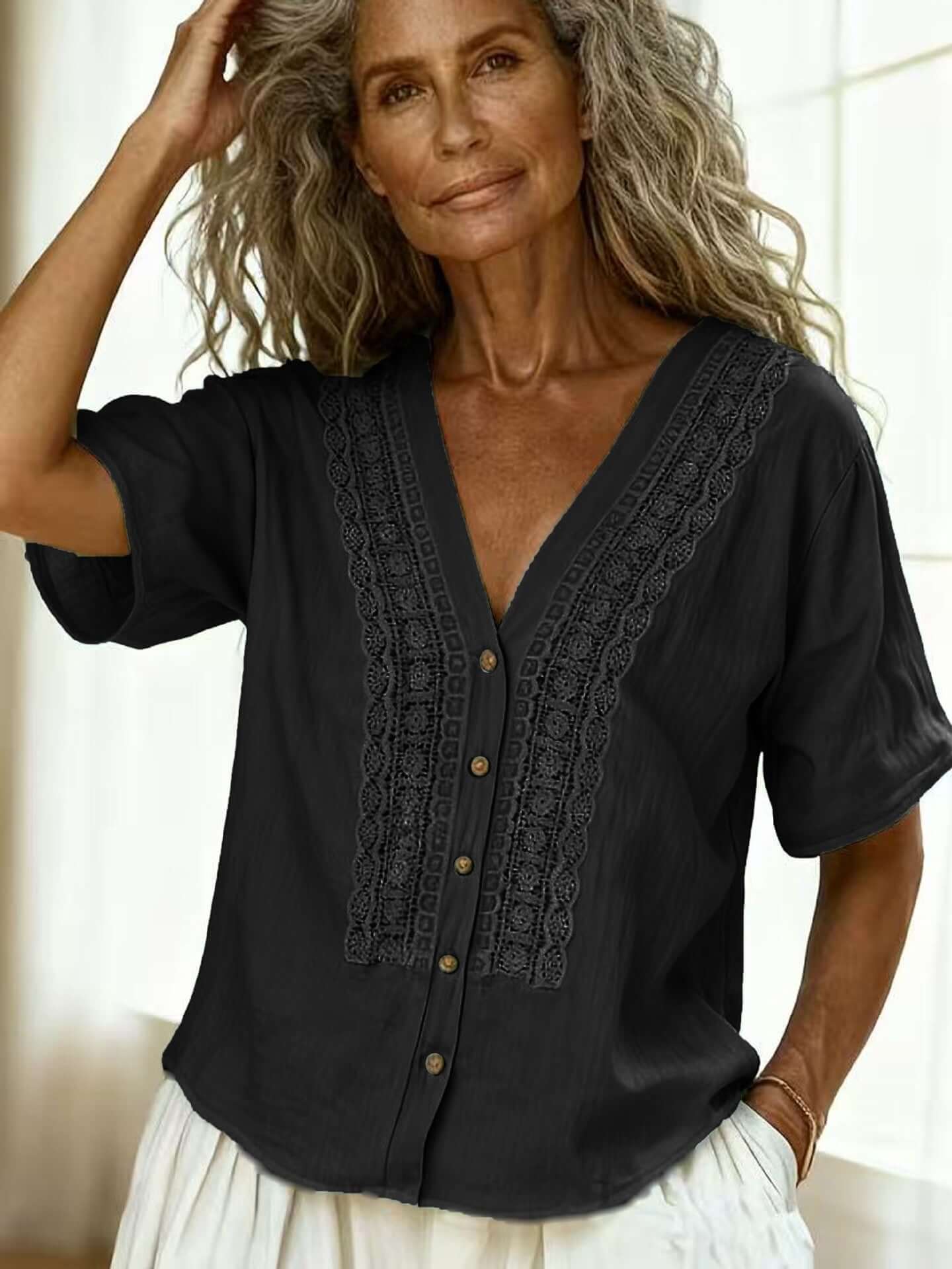 Women's Embroidered Button-up Top