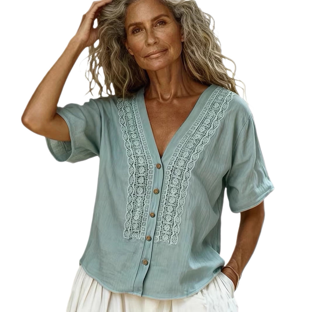 Women's Embroidered Button-up Top