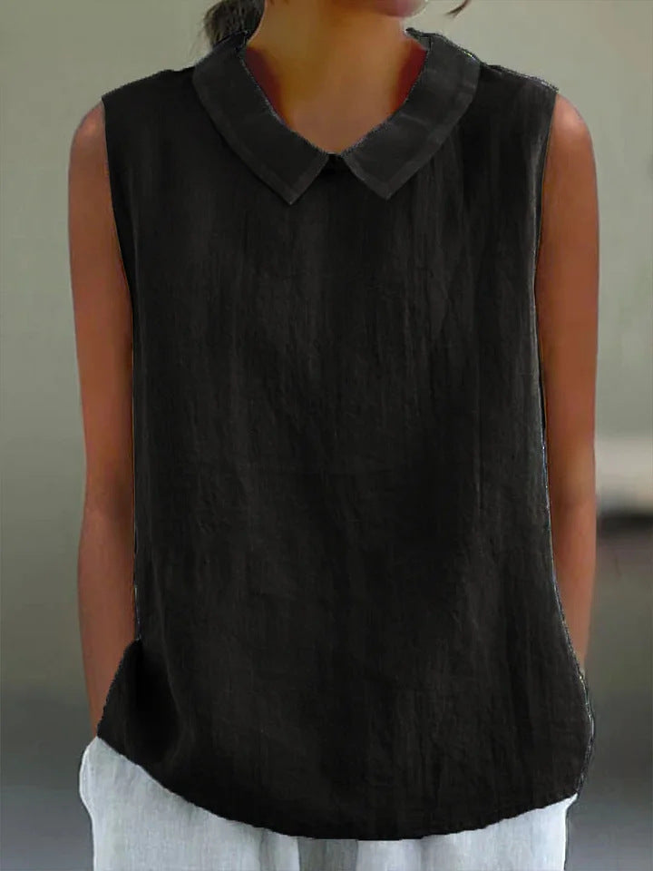 Women's Artistic Sleeveless Loose-fitting Top with Collar