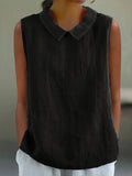 Women's Artistic Sleeveless Loose-fitting Top with Collar