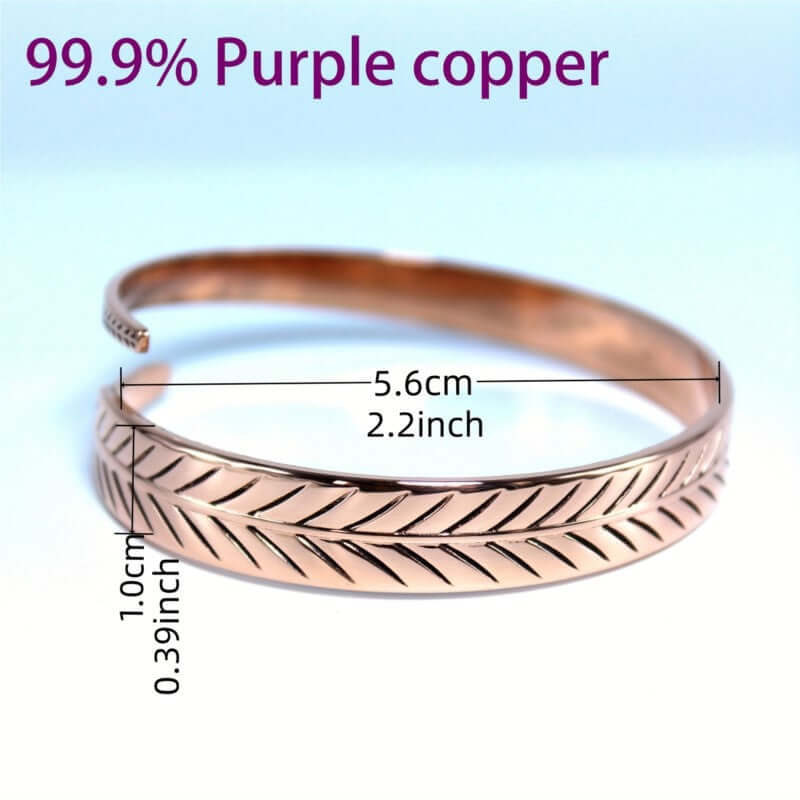 Copper Bracelet with a Leaf Pattern