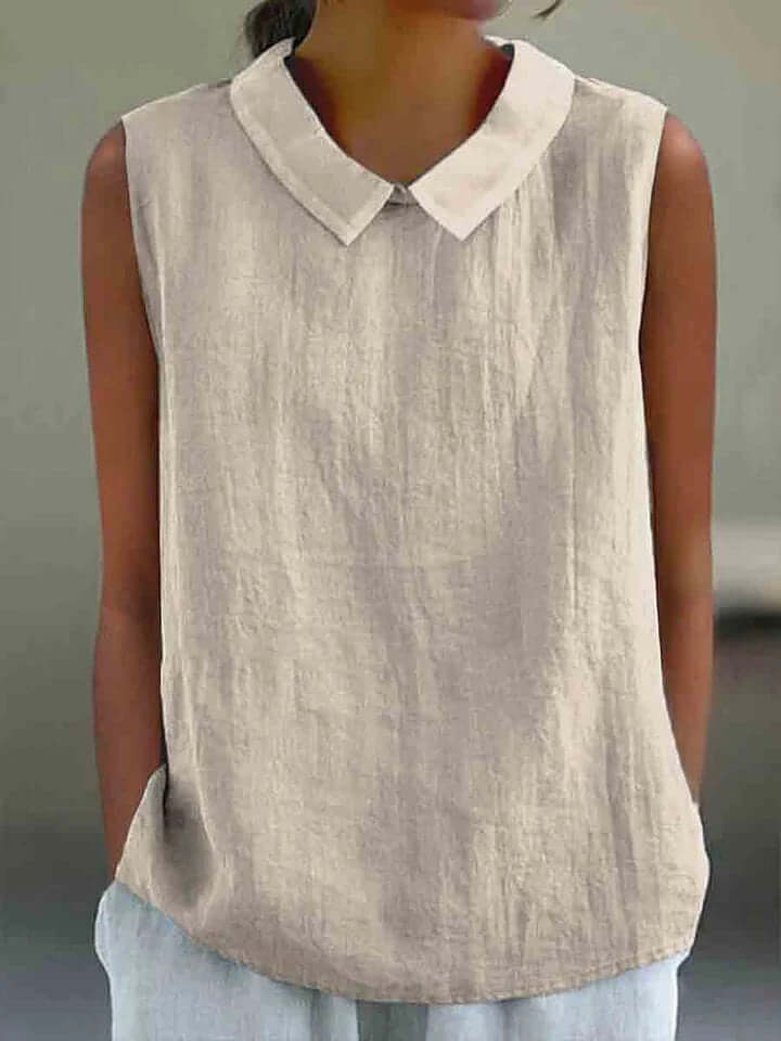 Women's Artistic Sleeveless Loose-fitting Top with Collar
