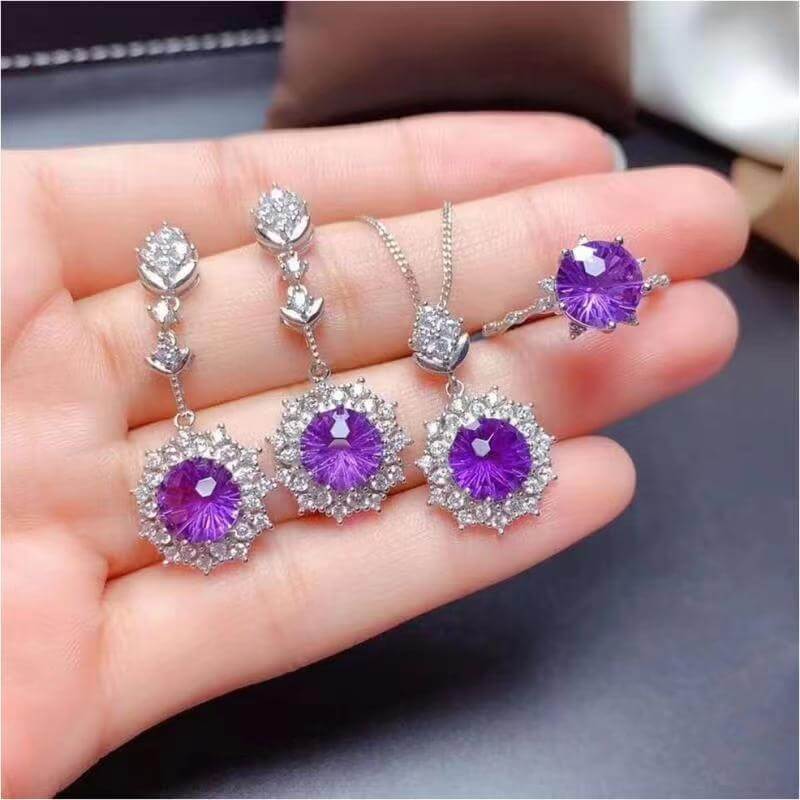 Women's Pomegranate Red Rings Pendants Earrings Set