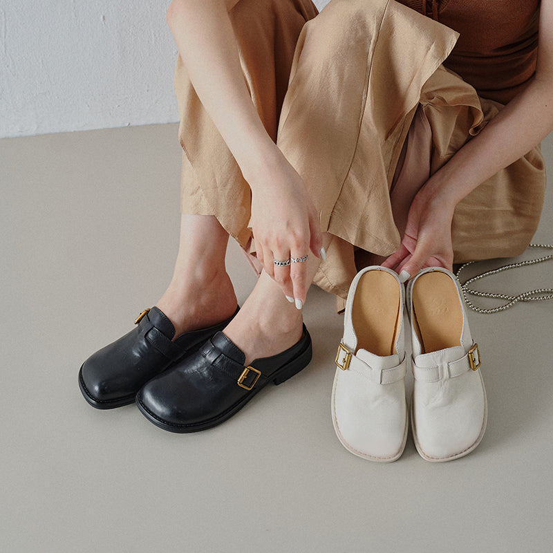 Ladies Block heel backless shoes