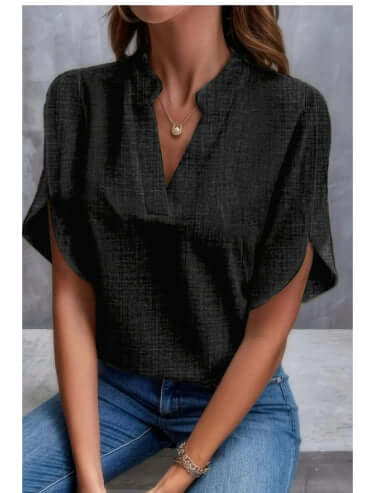 Summer V-neck Short-sleeved Chiffon Shirt