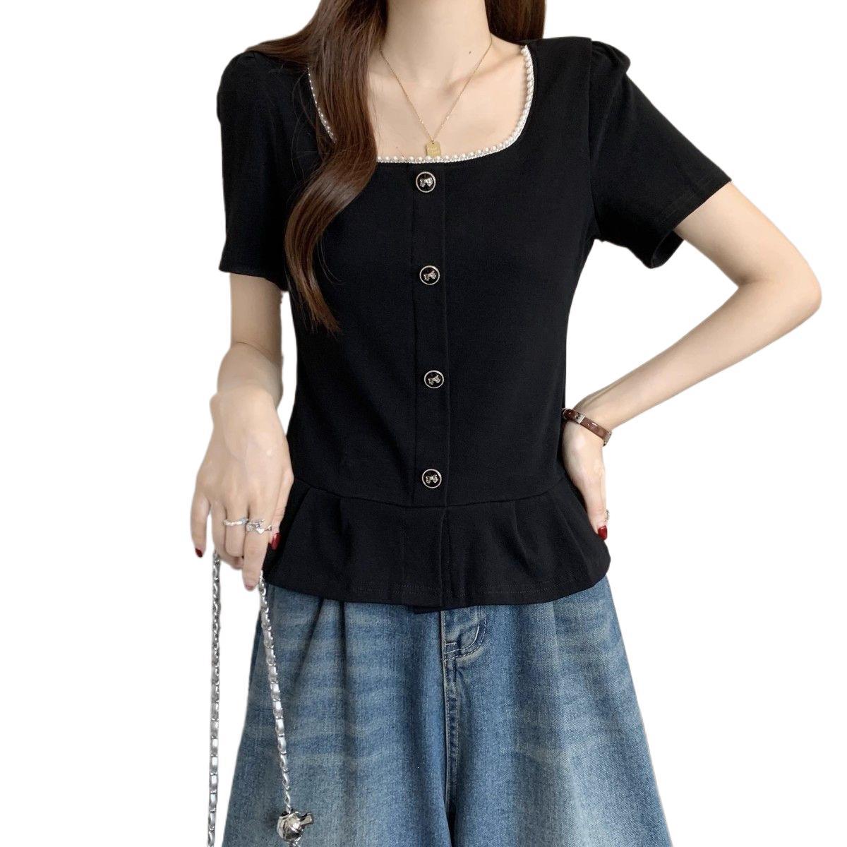 Ladies French-style Short-sleeve Casual Shirt