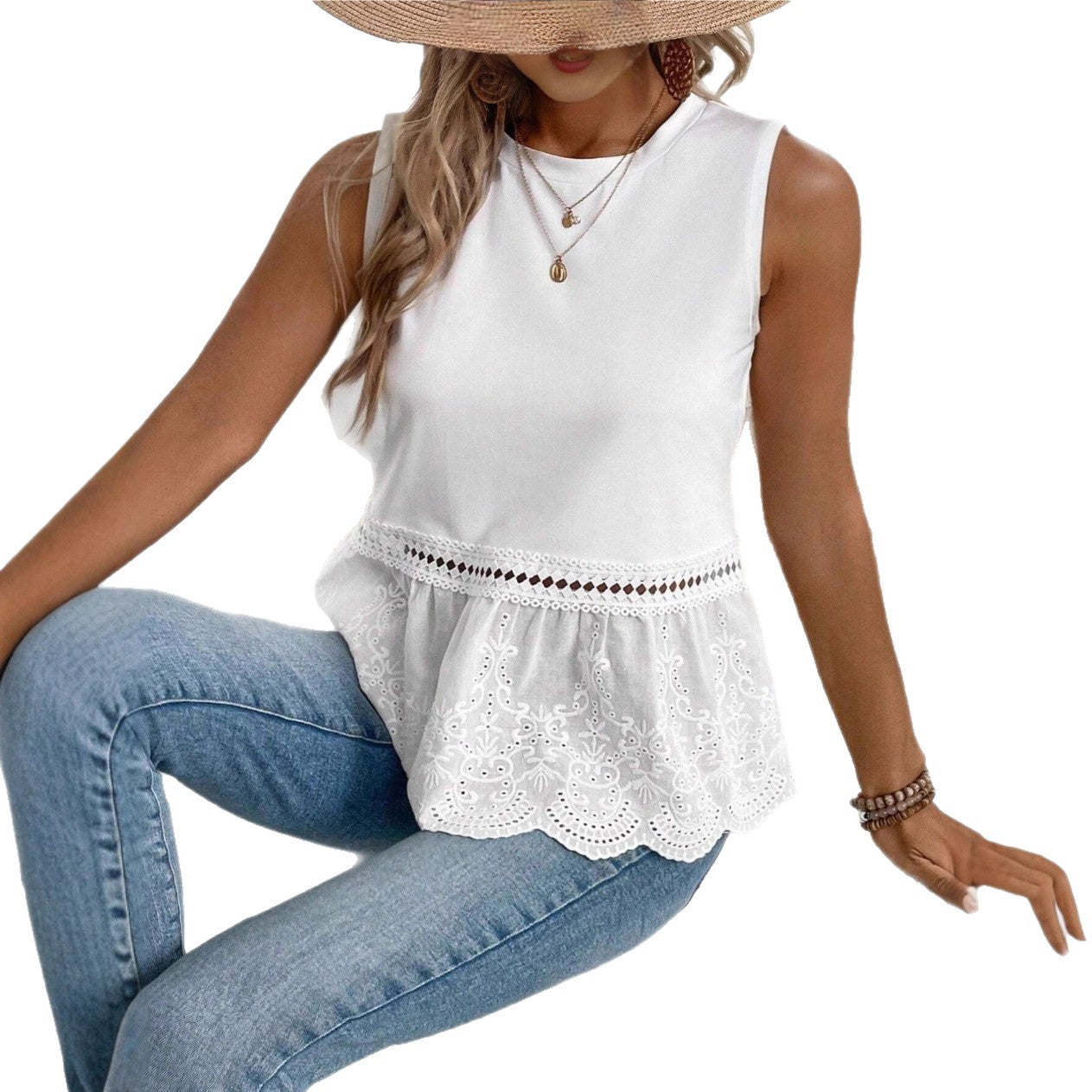 Women's Solid-Color Summer Casual Crewneck