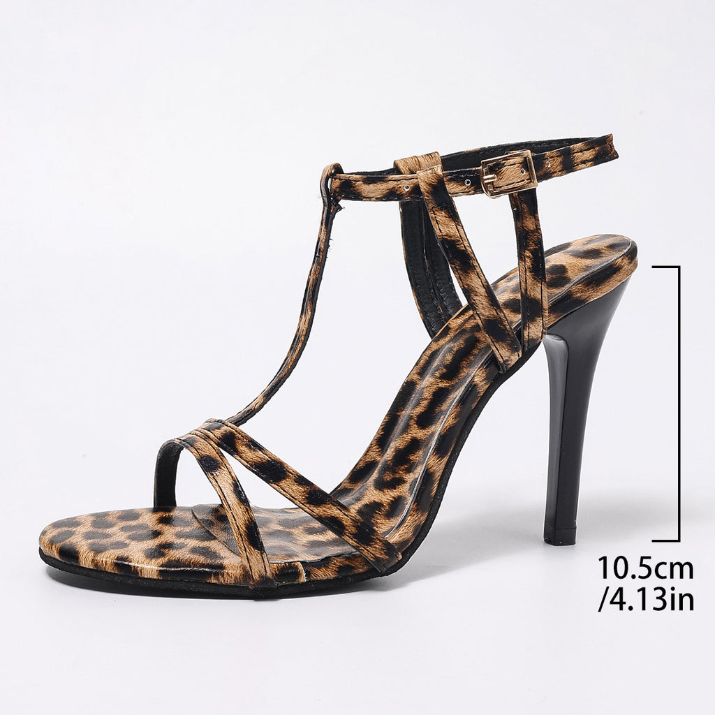 Ladies Leopard stiletto sandals