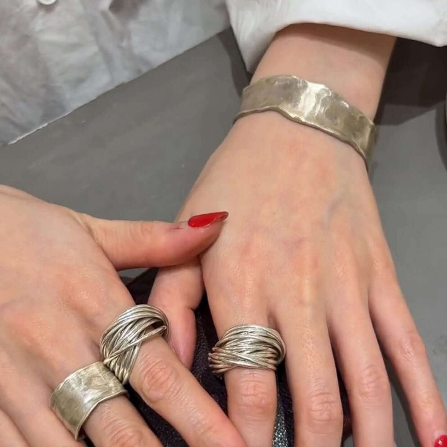 Alloy Irregular-shaped Silver Wide Bracelet