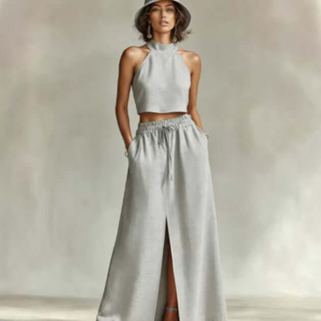 Women's-Two-piece Set Sleeveless Top Long Skirt