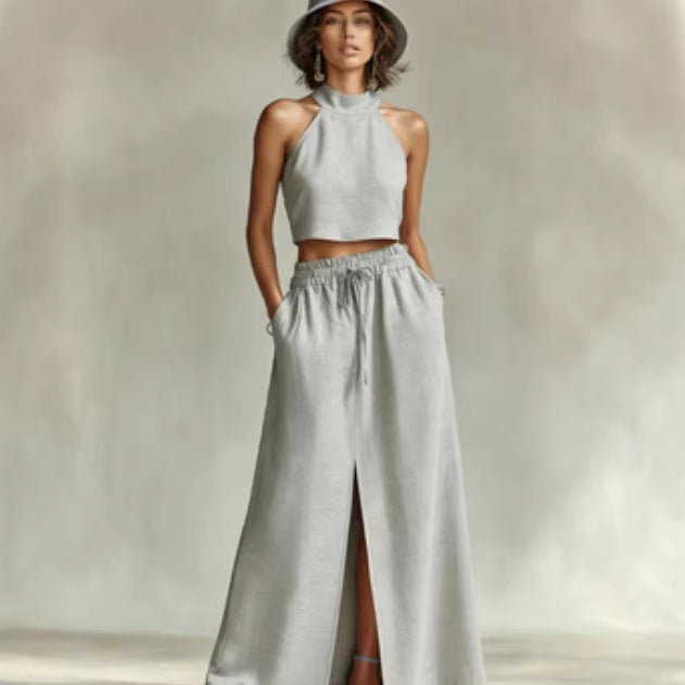 Women's-Two-piece Set Sleeveless Top Long Skirt
