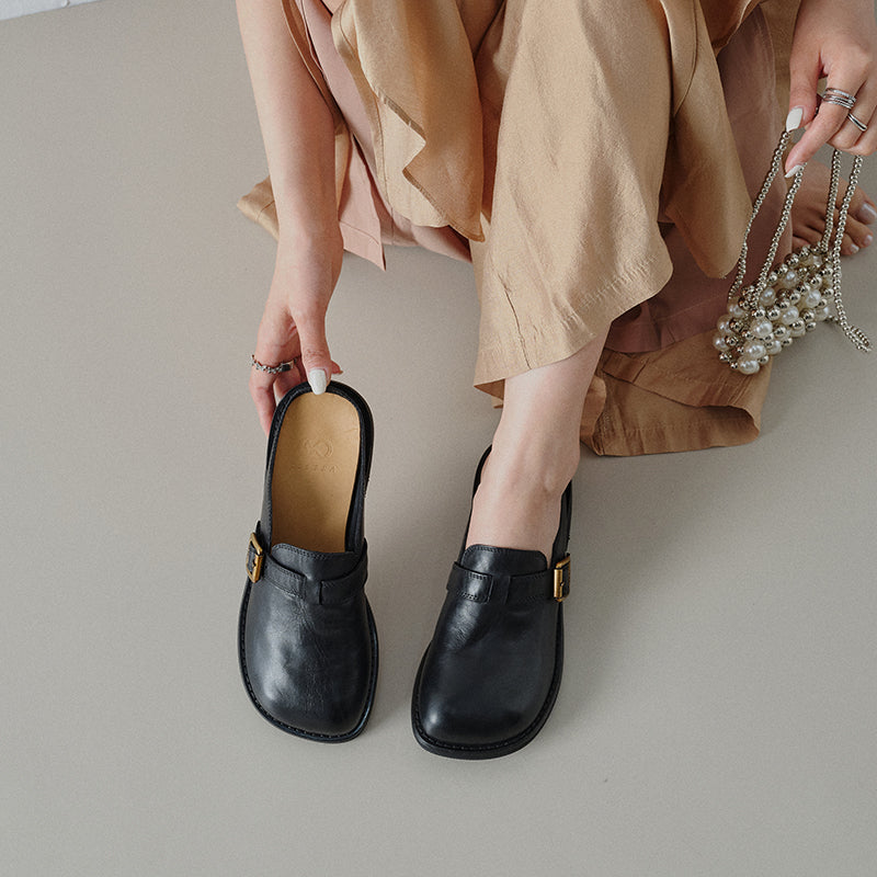 Ladies Block heel backless shoes