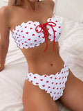 Printed Tube-top Bikini With Tie-up Drawstring